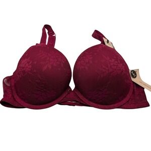 NWT -‎ BCBGeneration Mahogany Rose Lace Push Up Plunge Bra 34C